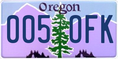 OR license plate 005OFK