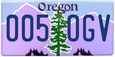 OR license plate 005OGV