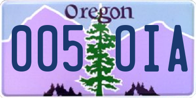 OR license plate 005OIA