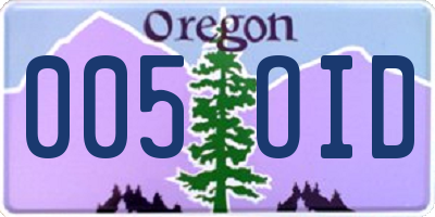 OR license plate 005OID