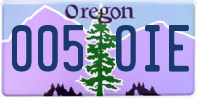 OR license plate 005OIE