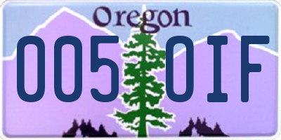 OR license plate 005OIF
