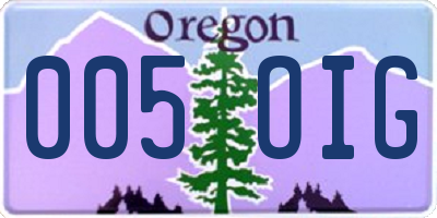 OR license plate 005OIG