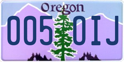 OR license plate 005OIJ