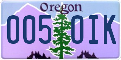 OR license plate 005OIK