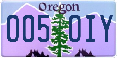 OR license plate 005OIY