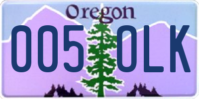 OR license plate 005OLK