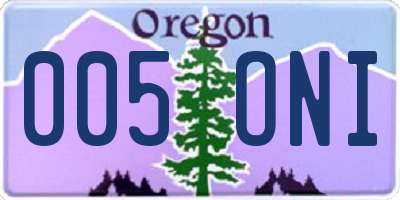 OR license plate 005ONI