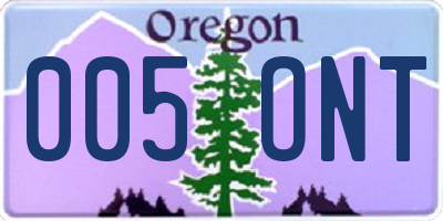 OR license plate 005ONT