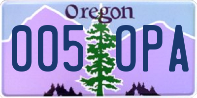 OR license plate 005OPA