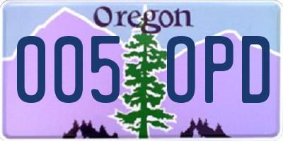 OR license plate 005OPD