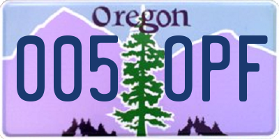 OR license plate 005OPF