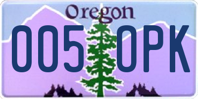 OR license plate 005OPK