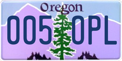 OR license plate 005OPL