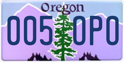 OR license plate 005OPO