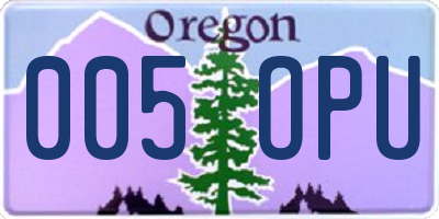 OR license plate 005OPU