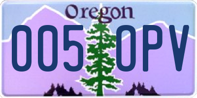 OR license plate 005OPV