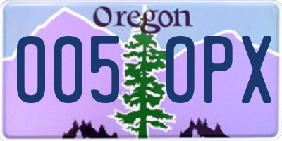 OR license plate 005OPX