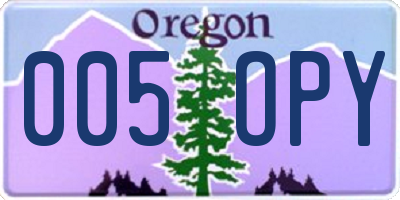 OR license plate 005OPY