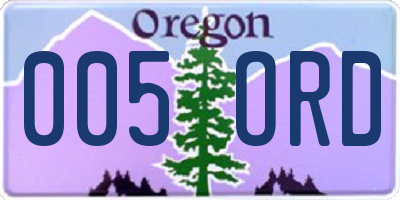 OR license plate 005ORD