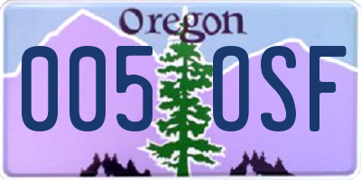 OR license plate 005OSF