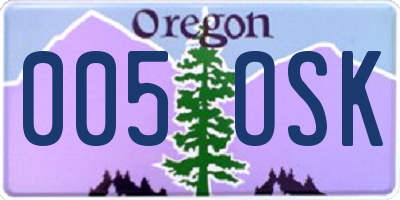 OR license plate 005OSK