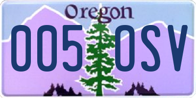 OR license plate 005OSV