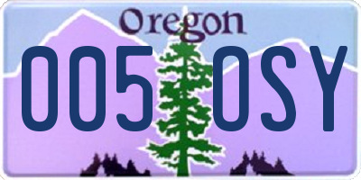 OR license plate 005OSY