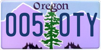 OR license plate 005OTY