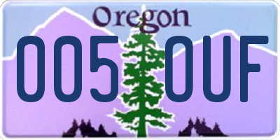 OR license plate 005OUF