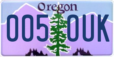 OR license plate 005OUK