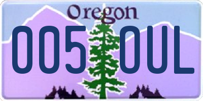 OR license plate 005OUL