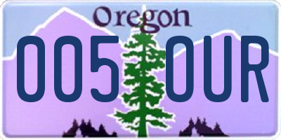 OR license plate 005OUR