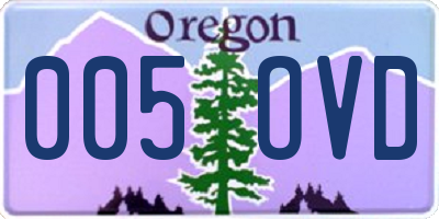 OR license plate 005OVD