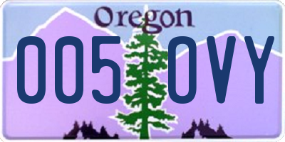 OR license plate 005OVY