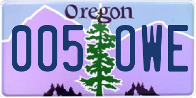 OR license plate 005OWE