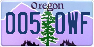 OR license plate 005OWF