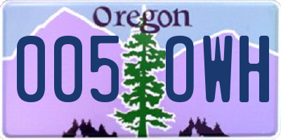 OR license plate 005OWH