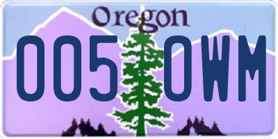 OR license plate 005OWM