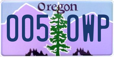 OR license plate 005OWP