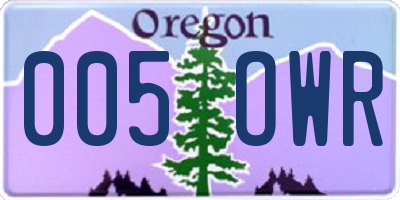 OR license plate 005OWR