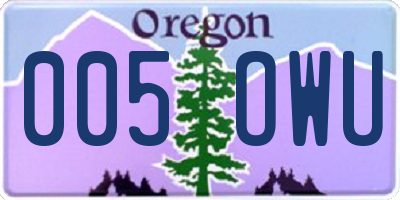 OR license plate 005OWU