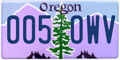 OR license plate 005OWV