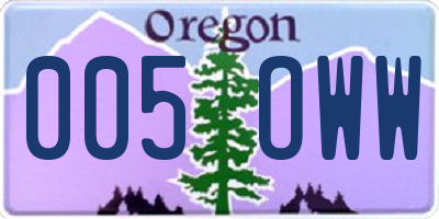 OR license plate 005OWW