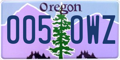 OR license plate 005OWZ
