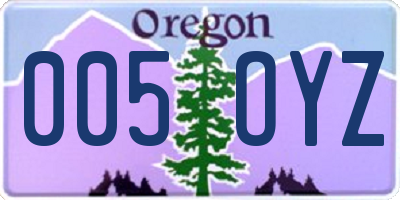 OR license plate 005OYZ