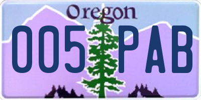 OR license plate 005PAB