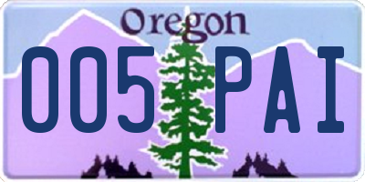 OR license plate 005PAI