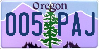 OR license plate 005PAJ