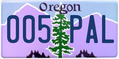 OR license plate 005PAL